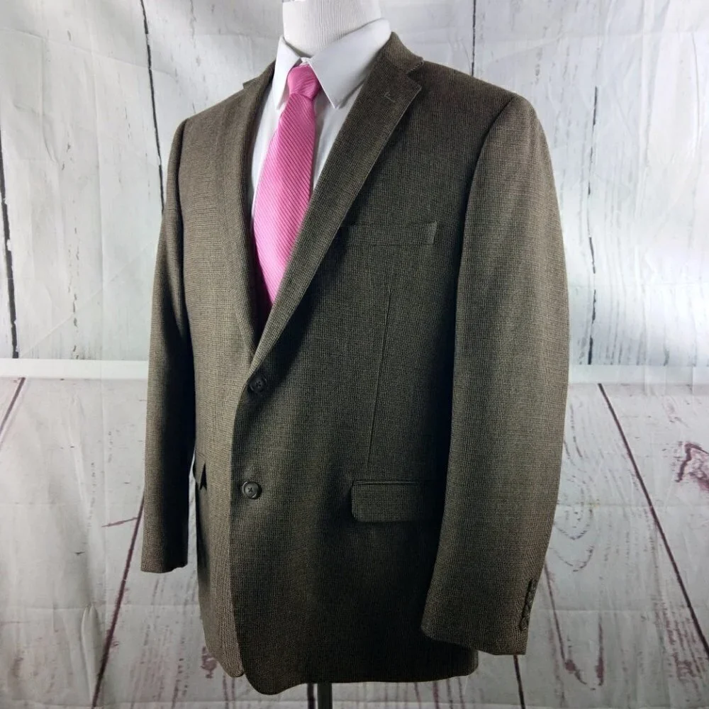 Adolfo 46R Lambswool 2 Button Multicolor Houndstooth Blazer Sport Coat_6